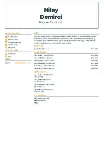 Reyon Görevlisi cv indir
